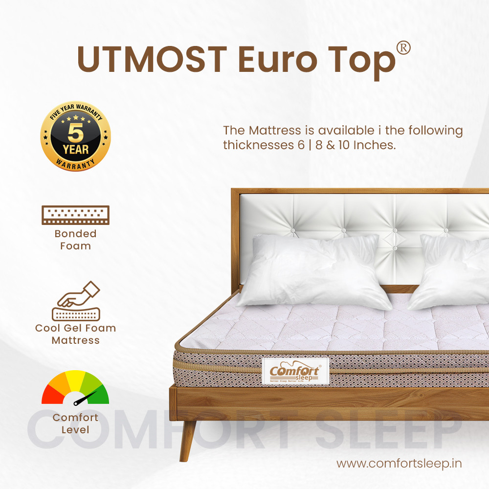 Utmost Euro Top King Mattress 72x72 – Indulge in Euro Top Luxury with Advanced Cool Gel Foam Technology!